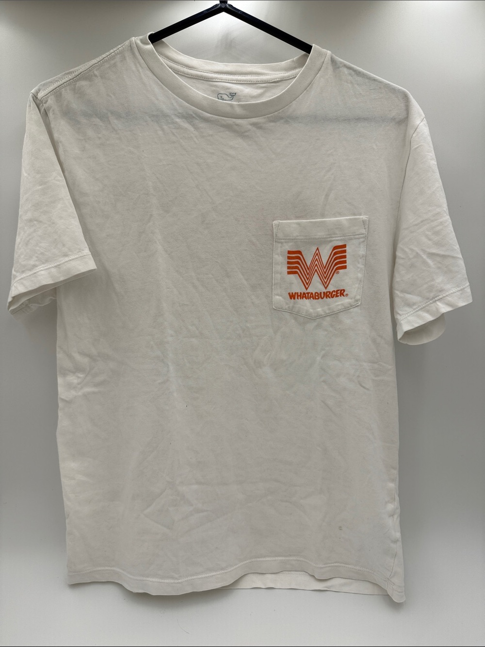 Vineyard Vines White Short Sleeve Pocket Tee with Orange Whataburger Logo